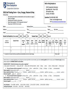 2015 Soil Testing Form – Corn, Forage, Pasture & Hay