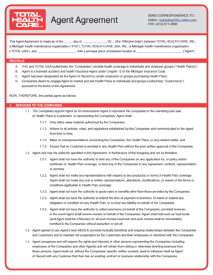 Agent Agreement for Health Plans