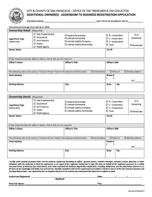 Additional Owner Addendum to Business Registration Application