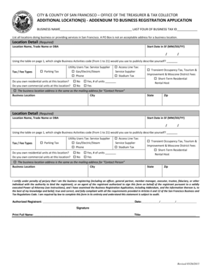 San Francisco Business Registration Addendum