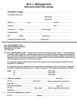 M & J Management Lease Application