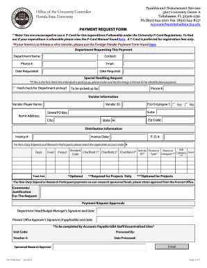 Florida State University Payment Request Form