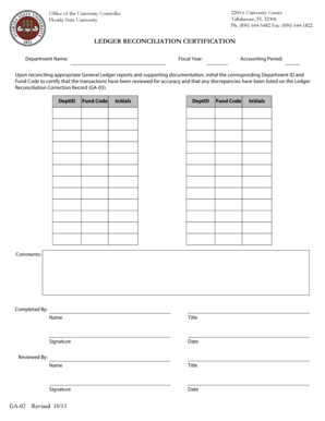 Ledger Reconciliation Certification