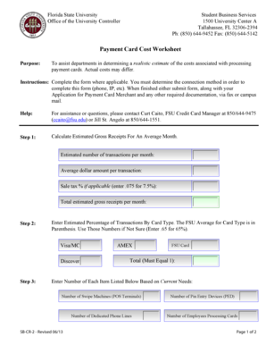 Payment Card Cost Worksheet - Controller's Office - Florida State ... - controller vpfa fsu