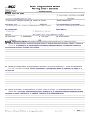 Form 8937 Report of Organizational Actions