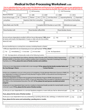 Customer satisfaction survey form - Medical InOutProcessing Worksheet (v20) - jber af