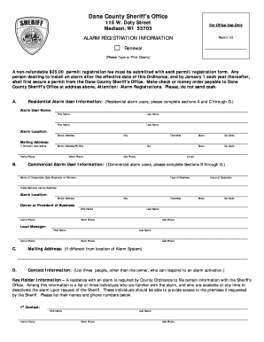 Dane County Alarm Registration Form