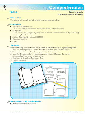 Cause and Effect Organizer Activity