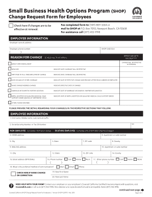 Covered California SHOP Change Request Form