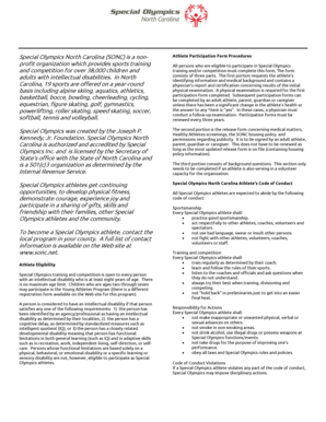 Special Olympics North Carolina Athlete Participation Form