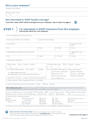 Covered California SHOP Employee Application