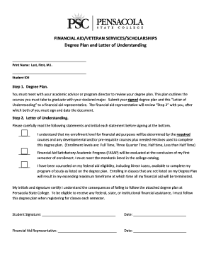 Degree Plan and Letter of Understanding