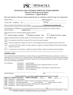 Financial Aid Suspension Appeal Form