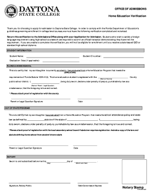 Home Education Verification Form