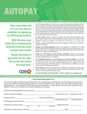 CPS Energy AutoPay Application Form