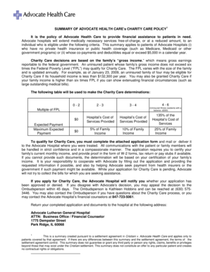 Advocate Health Care Charity Care Application