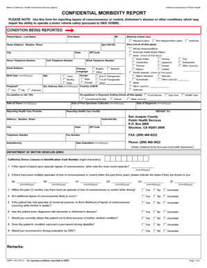 California Confidential Morbidity Report