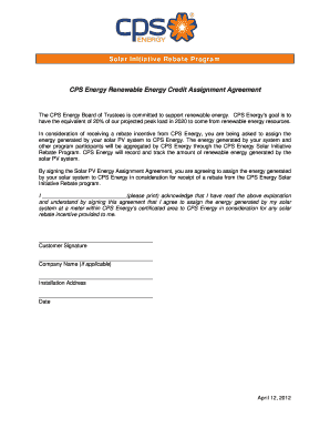 Renewable Energy Credit Assignment Agreement - CPS Energy