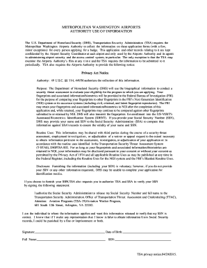 TSA Airport Badge Application Form