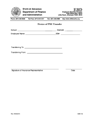 Arkansas PSE Transfer Notice