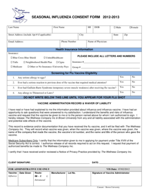 Seasonal Influenza Consent Form