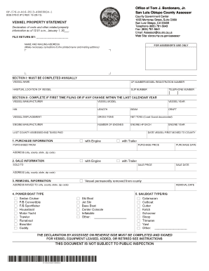California Vessel Property Statement