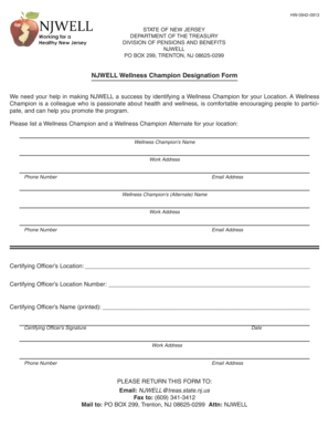 NJWELL Wellness Champion Designation Form