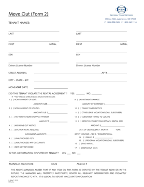 Move Out Form 2
