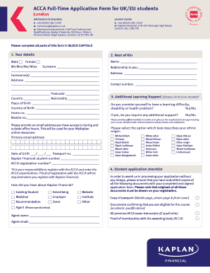 ACCA Full-Time Application Form for UKEU - Kaplan Financial - financial kaplan co