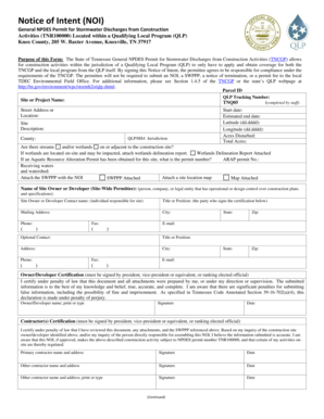 Notice of Intent for Stormwater Discharge