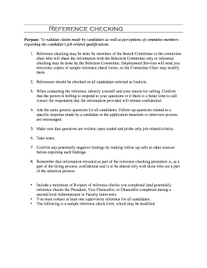 Reference Check Form