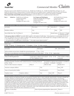 Health Net Commercial Member Claim Form