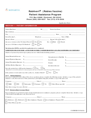 RabAvert Patient Assistance Program Application