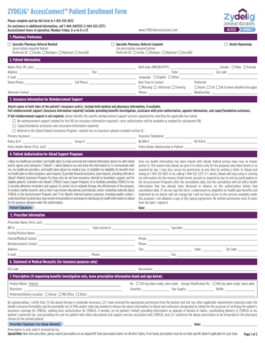ZYDELIG AccessConnect Patient Enrollment Form