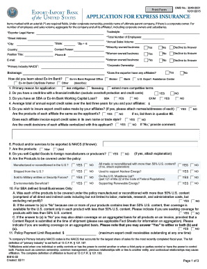 US Ex-Im Bank Express Insurance Application