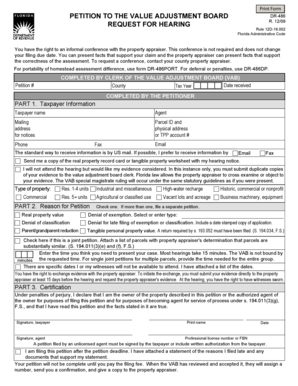 Petition to the Value Adjustment Board DR-486