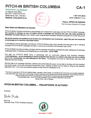 PITCH-IN British Columbia Patron Registration