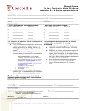 Student Request for Late Registration & Withdrawal