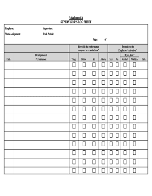 Supervisor’s Log Sheet