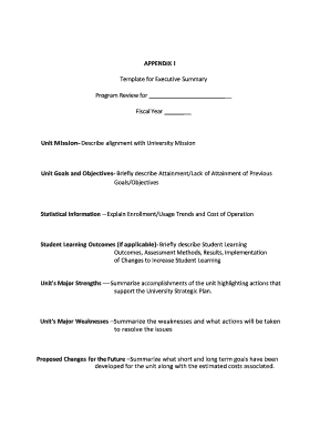 Executive Summary Template for Program Review