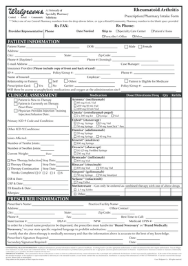 Rheumatoid Arthritis Prescription Intake Form