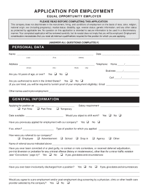 Employment Application Form