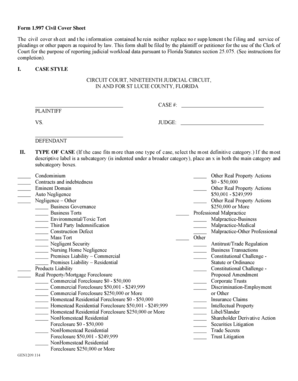 Florida Civil Cover Sheet