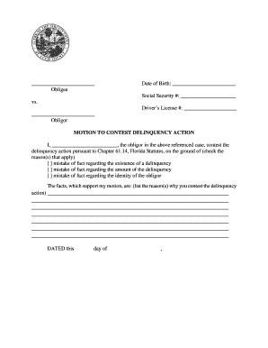 Motion to Contest Delinquency Action