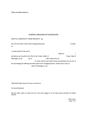 Partial Release of Mortgage