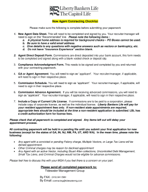 New Agent Contracting Checklist