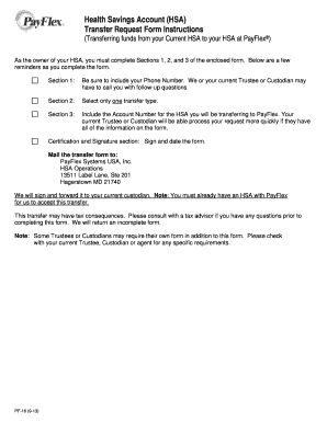 Health Savings Account Transfer Request Form