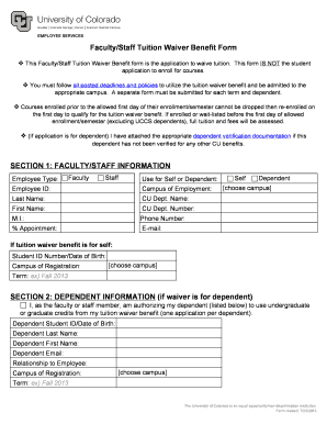 Faculty/Staff Tuition Waiver Benefit Form