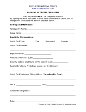 Payment by Credit Card Form