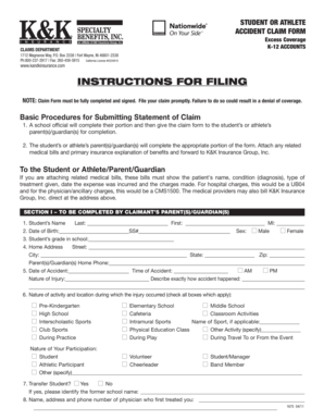 Student Athlete Accident Claim Form